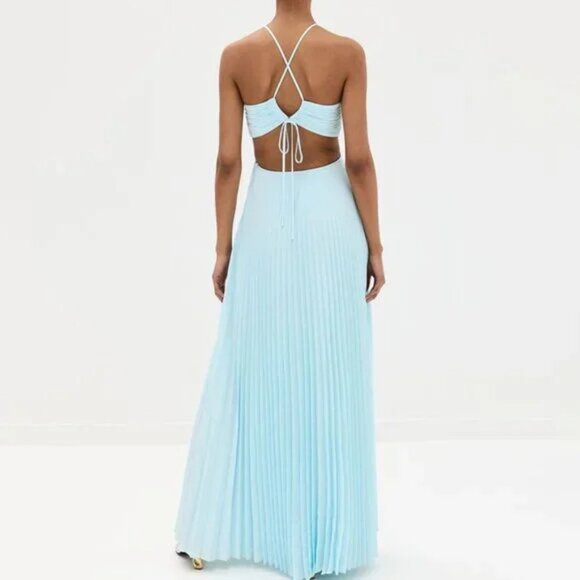 A.L.C. Moira Satin Pleated Maxi Dress - Picture 2 of 11